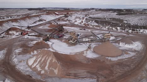 Aerial Drone View of Gravel Pit, Open Quarry With Heavy Mining Machinery
