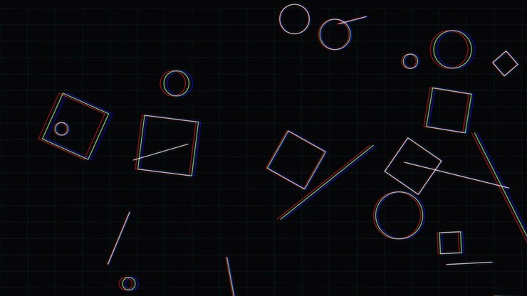 Formas geométricas abstratas com animação de efeito glitch