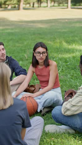 friends talking in a park