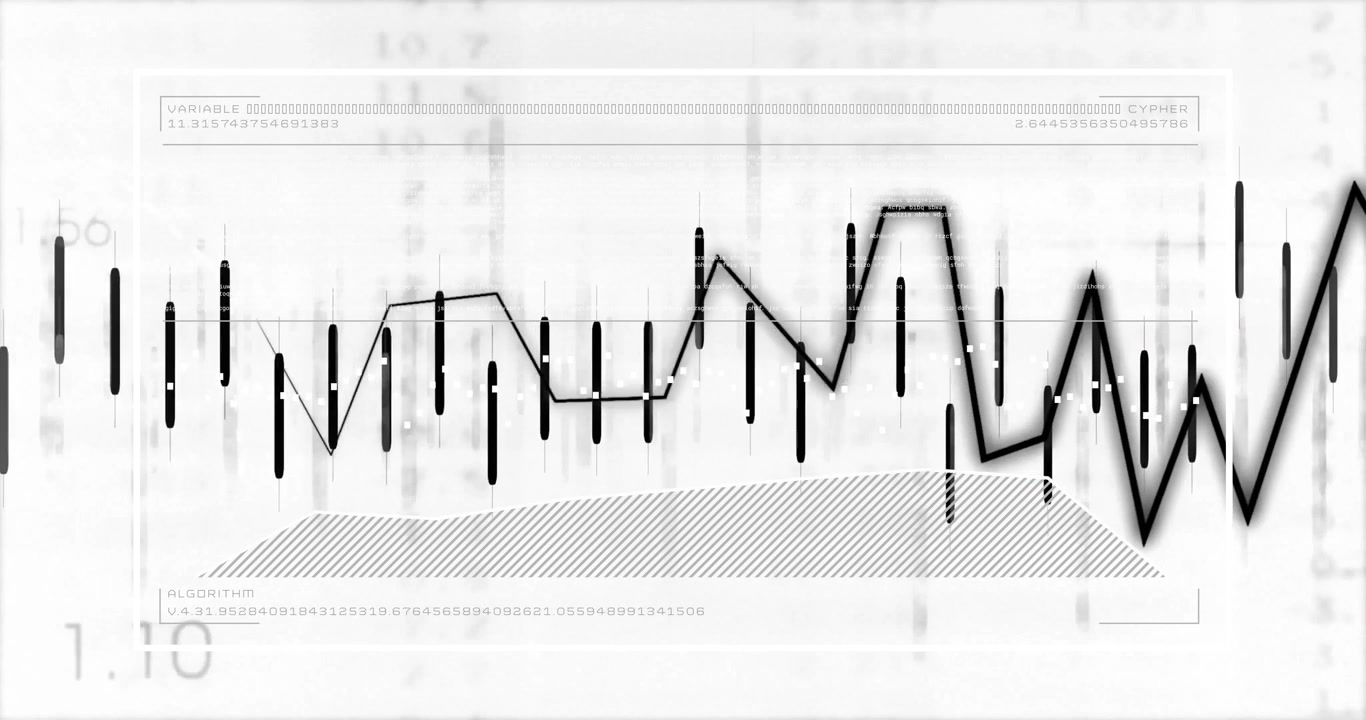 Pannello dati che avvia lo spostamento dell'altezza delle barre, con un grafico a linee in aumento e un'ombreggiatura che si espande per la visualizzazione delle tendenze.