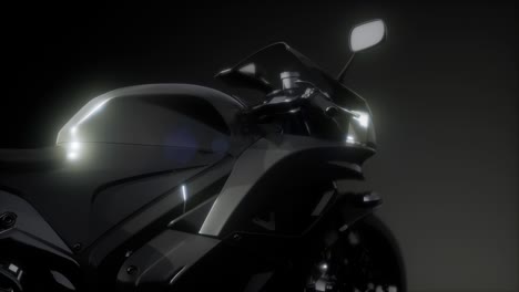 moto sport bike in dark studio with bright lights