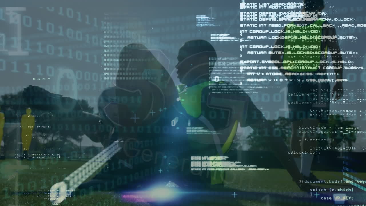 다양한 남성 축구 선수에 대한 데이터 처리 애니메이션