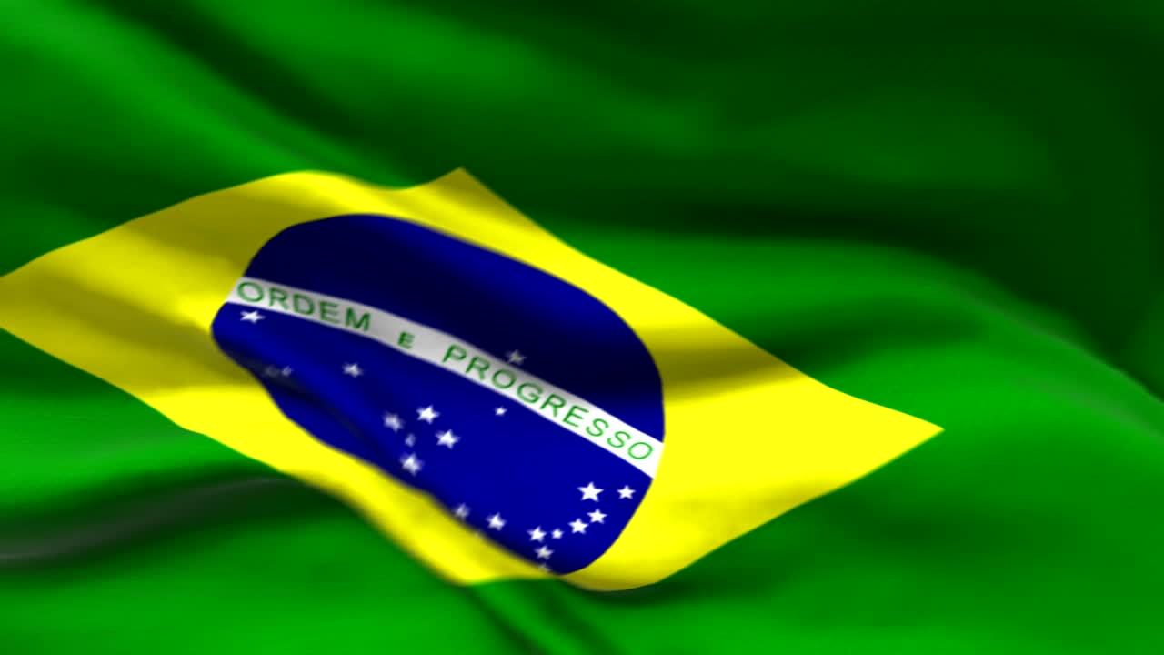 animación 3d sin costuras de la bandera brasileña ondas al viento