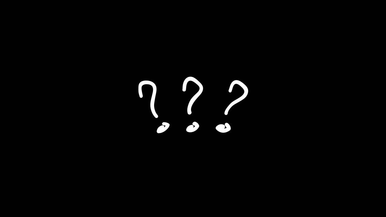 Animated Hand-Drawn Question Marks Wiggling on Black Background