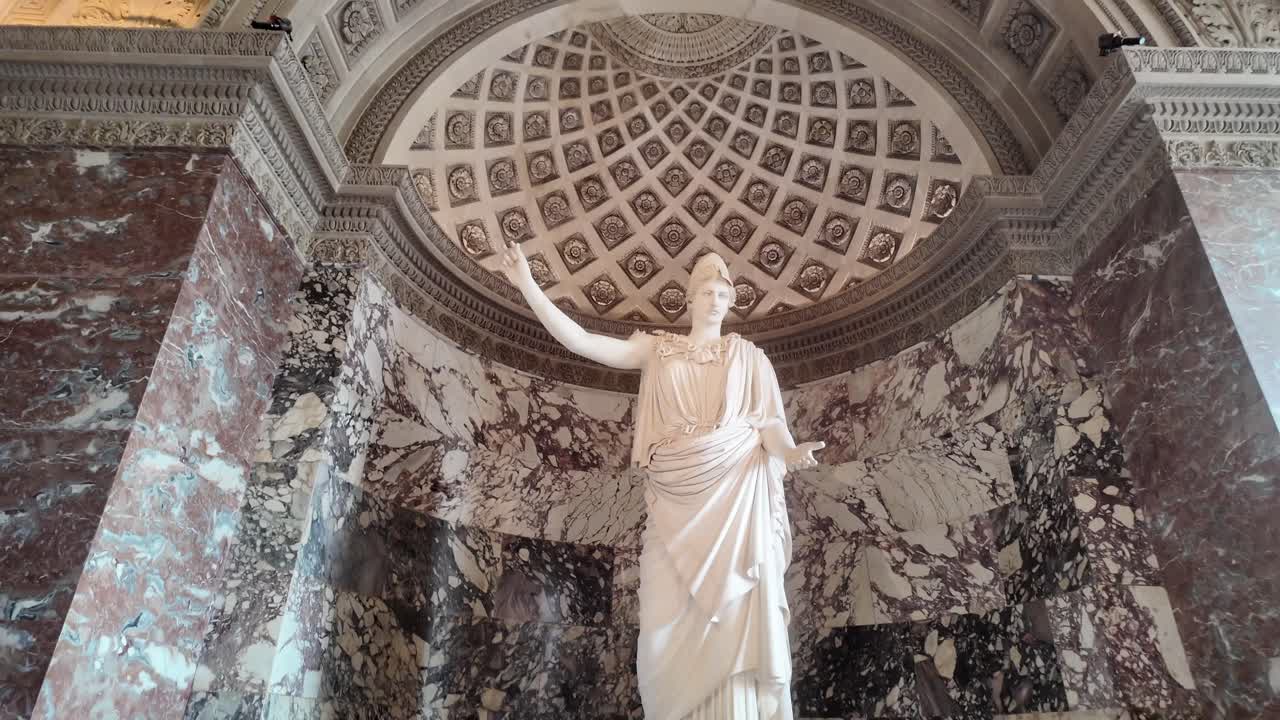 Athena of Vellitri Louvre Museum, Paris. Statue goddess of warfare and wisdom, roman sculpture.