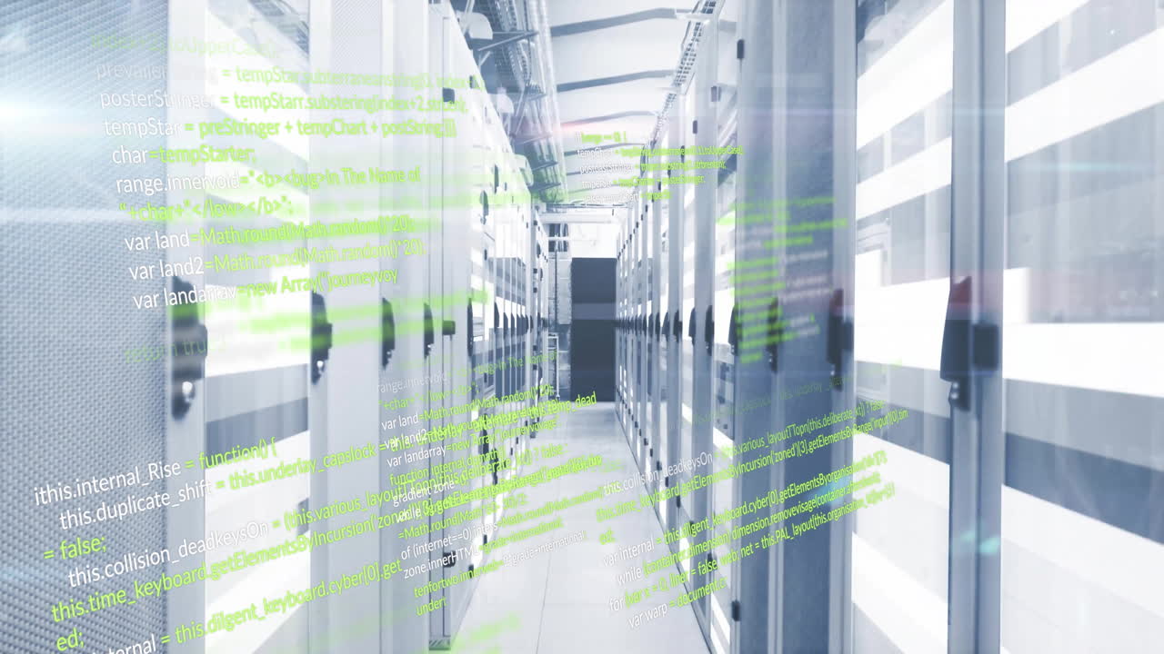 Animation of data processing over server room