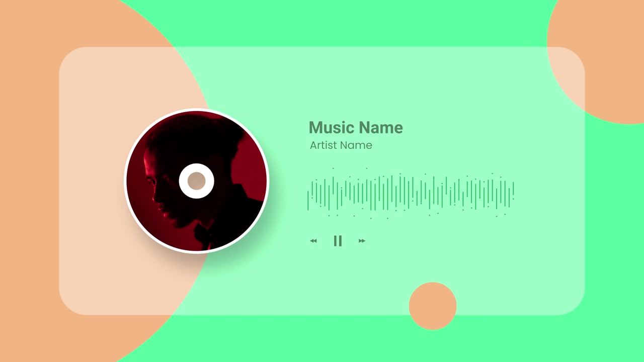 Modern Music Player Interface with Animated Audio Waveform