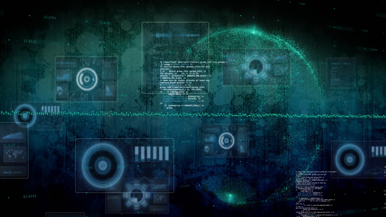 composición del procesamiento de datos y escaneado de ámbitos en pantallas en todo el mundo