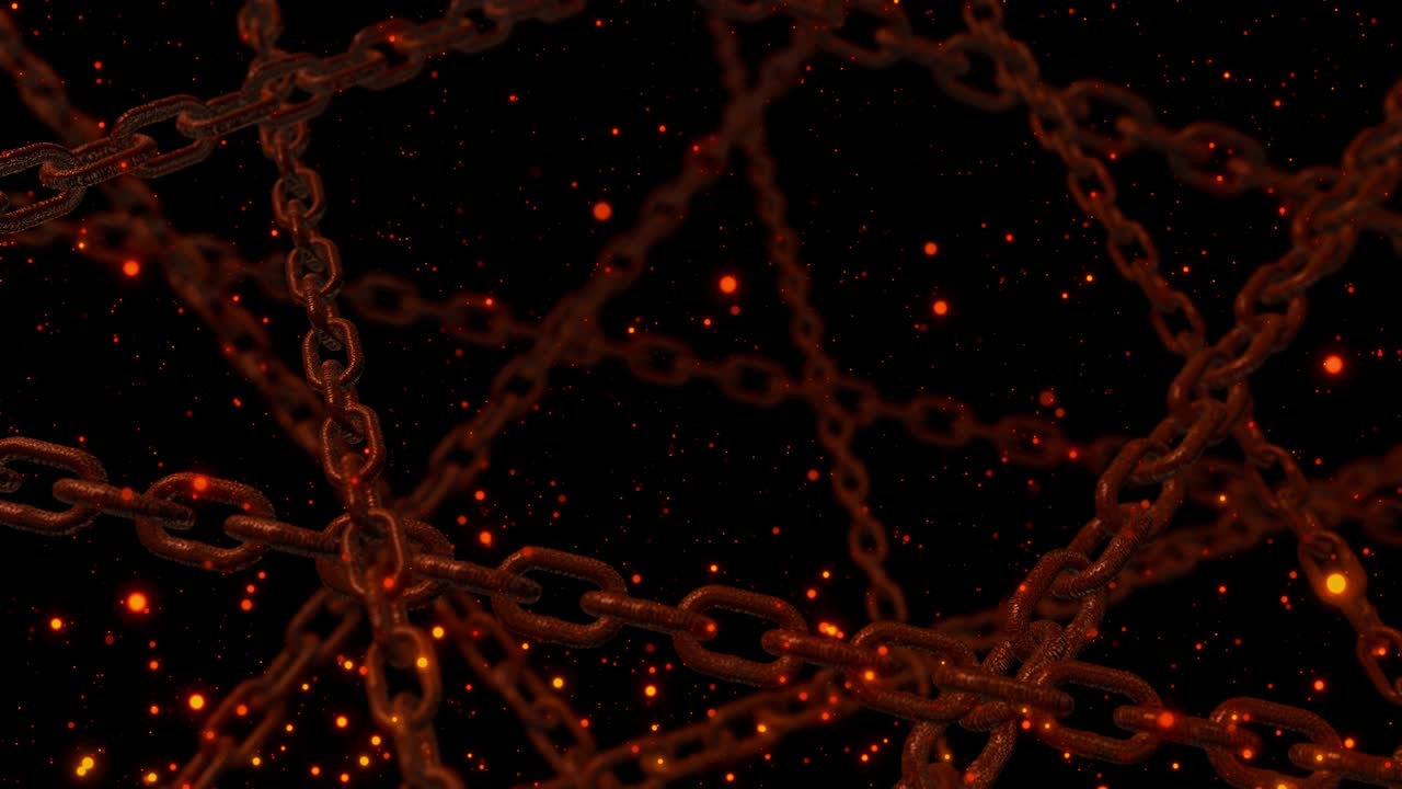 스파크 불 입자 배경 루프 애니메이션과 함께 녹은 사슬