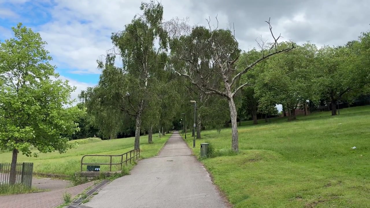 Vista del Forest Recreation Ground a Nottingham, Inghilterra. Parco urbano pubblico vicino a Forest Fields e Mapperley Park nelle East Midlands, Regno Unito