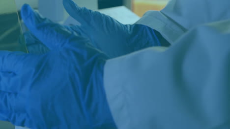 medical professional wearing gloves handling equipment, healthcare animation