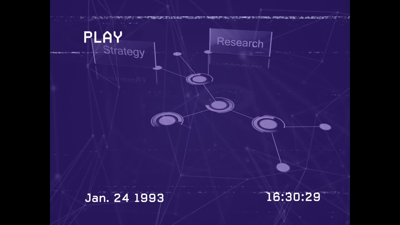 Animation of data processing over blue background