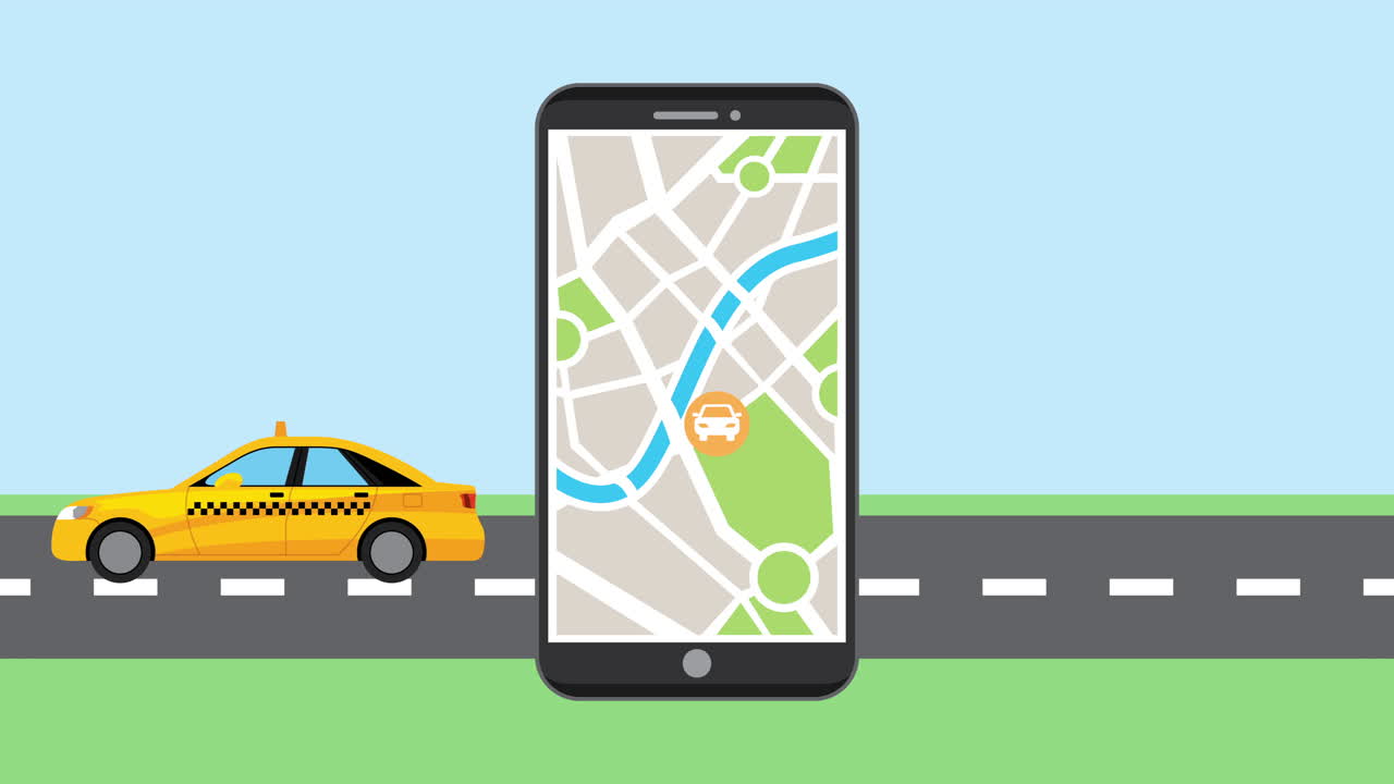 teléfono inteligente con aplicación de servicio de taxi video