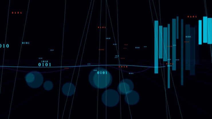 Abstract Digital Data Visualization with Binary Code and Moving Graphs