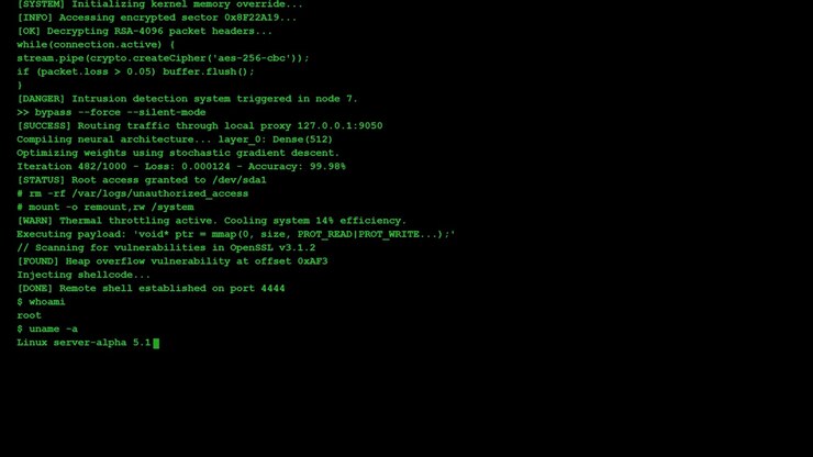 Computerterminal met hacking en sequentie van inbreuken op systeembeveiliging
