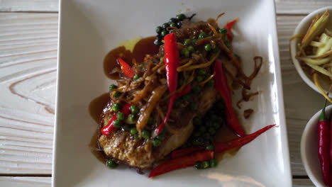 stir-fried spicy and herb with grouper fish fillet