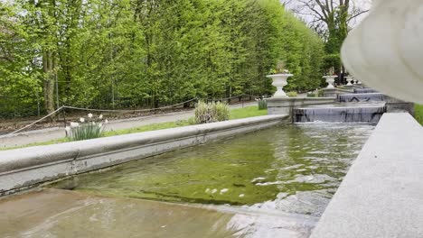 large fountain stream in a park, flora, cologne, germany