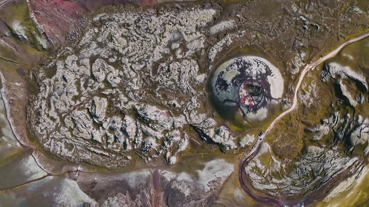 Aerial view of Hverfjall volcanic crater in Iceland