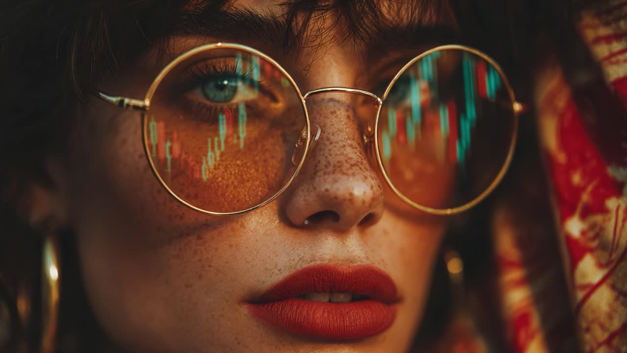 A Close-Up Study of Captivating Beauty: Feminine Elegance Reflected in Stylish Sunglasses with Vivid Colorful Patterns Creating a Striking and Engaging Image