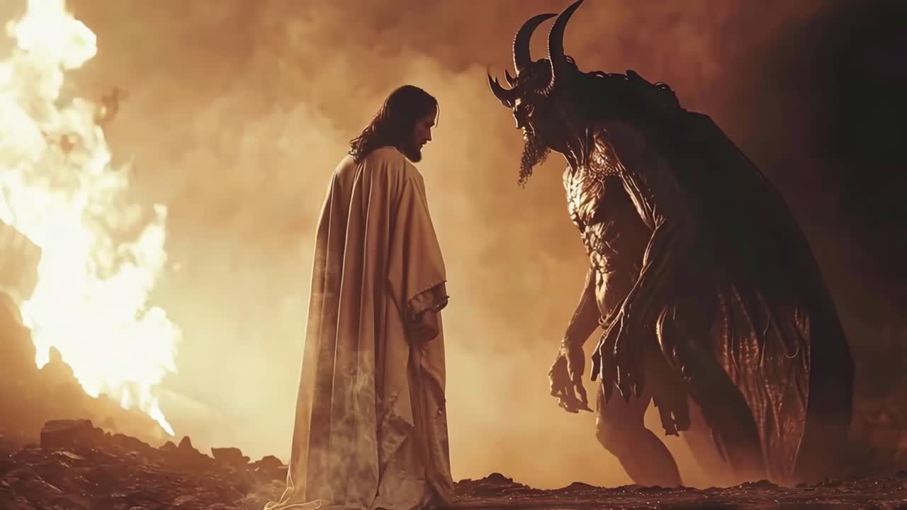 Jesus and the Devil in Fiery Confrontation