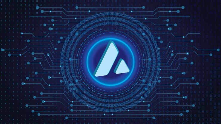 Avalanche Crypto blockchain crypto currency digital encryption, Digital money exchange, Technology global network connections on a Blue background concept