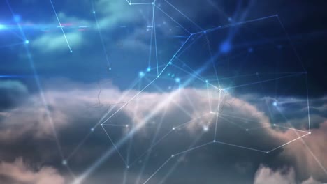 animación de redes de conexiones a través de nubes