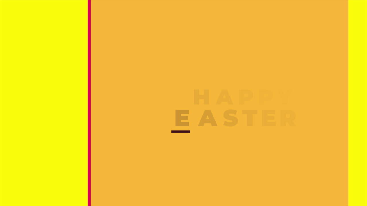 행복한 부활절 인사 카드 노란색과 분홍색 줄무와 빨간색 부활절 메시지