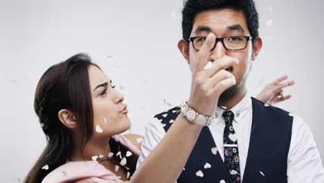 asian couple celebrating wedding slow motion wedding photo booth series