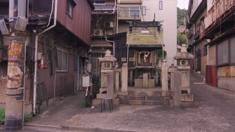 small japanese shrine in edo style traditional town, tomonoura, hiroshima japan