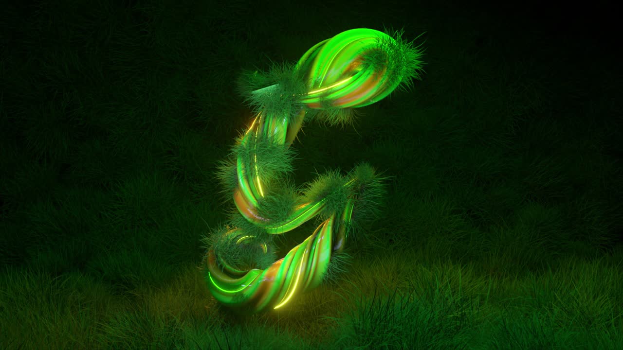 컬렉션: 살아있는 알파, 독특한 휘어진 글자, 녹색 갈색, 글자 g, 3d 애니메이션