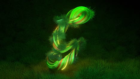 raccolta alfabeto vivente. lettere contorte uniche. colore marrone verde. lettera g. animazione 3d di loop senza cuciture.