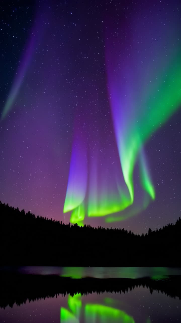 Aurora boreal sobre un lago