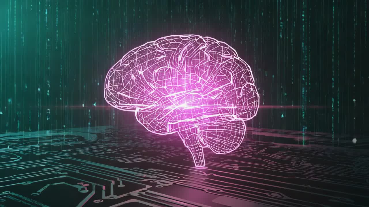 Artificial Intelligence Brain on Circuit Board