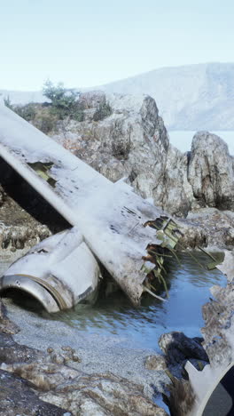 un avión abandonado en una playa