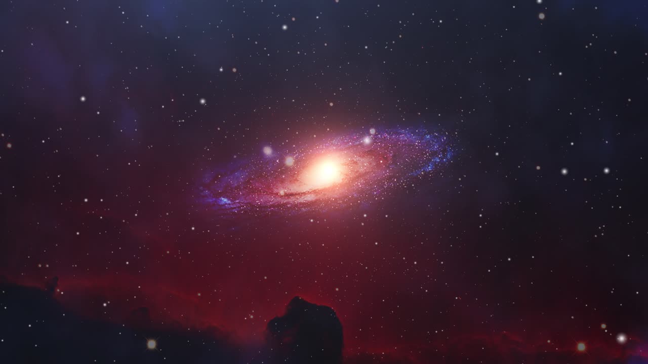 nubes de galaxias y nebulosas rojas moviéndose en el universo