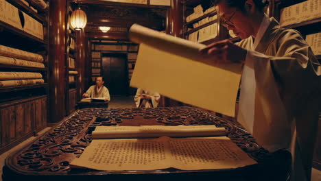 ancient chinese library scene