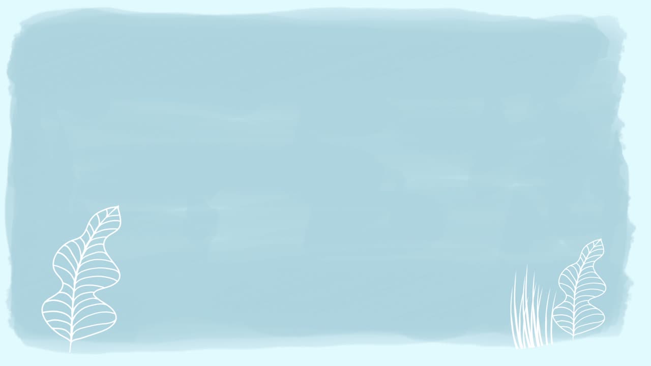 4k 루핑 배경: 광고 배경에 대한 복사 공간과 함께 파란 배경에 흔들리는 페른 잎의 최소한의 색 윤의 그래픽
