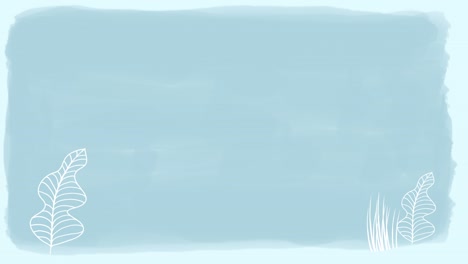 fondo de bucle de 4k. gráfico de contorno blanco mínimo de hojas de helecho balanceándose en un fondo azul con espacio de copia para fondo publicitario