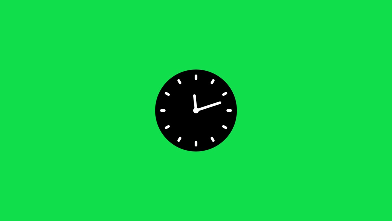 Animated Clock Spinning Rapidly on Green Screen Background
