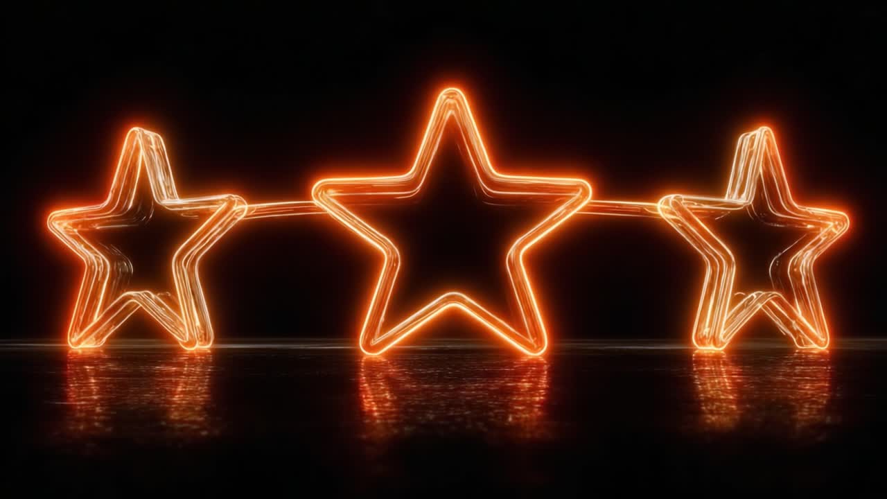 Illuminated Neon Stars Against a Dark Background, Capturing the Brightness and Warmth of Decorative Lighting Fixtures in an Artistic Arrangement