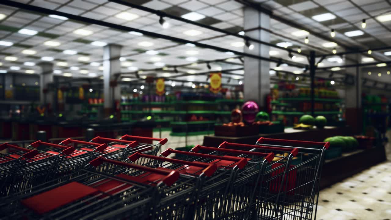 코로나19 전염병과 비어있는 슈퍼마켓