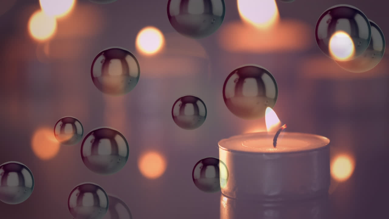 animación de velas de té con puntos de luz parpadeantes