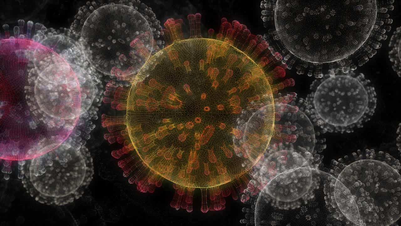primer plano del virus bajo el microscopio, cura de la pandemia de sars-cov-2 covid-19 o concepto de vacunación