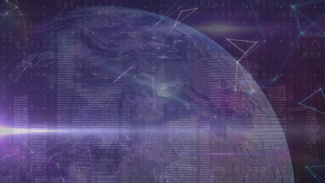 animación de datos y candado digital sobre fondo azul