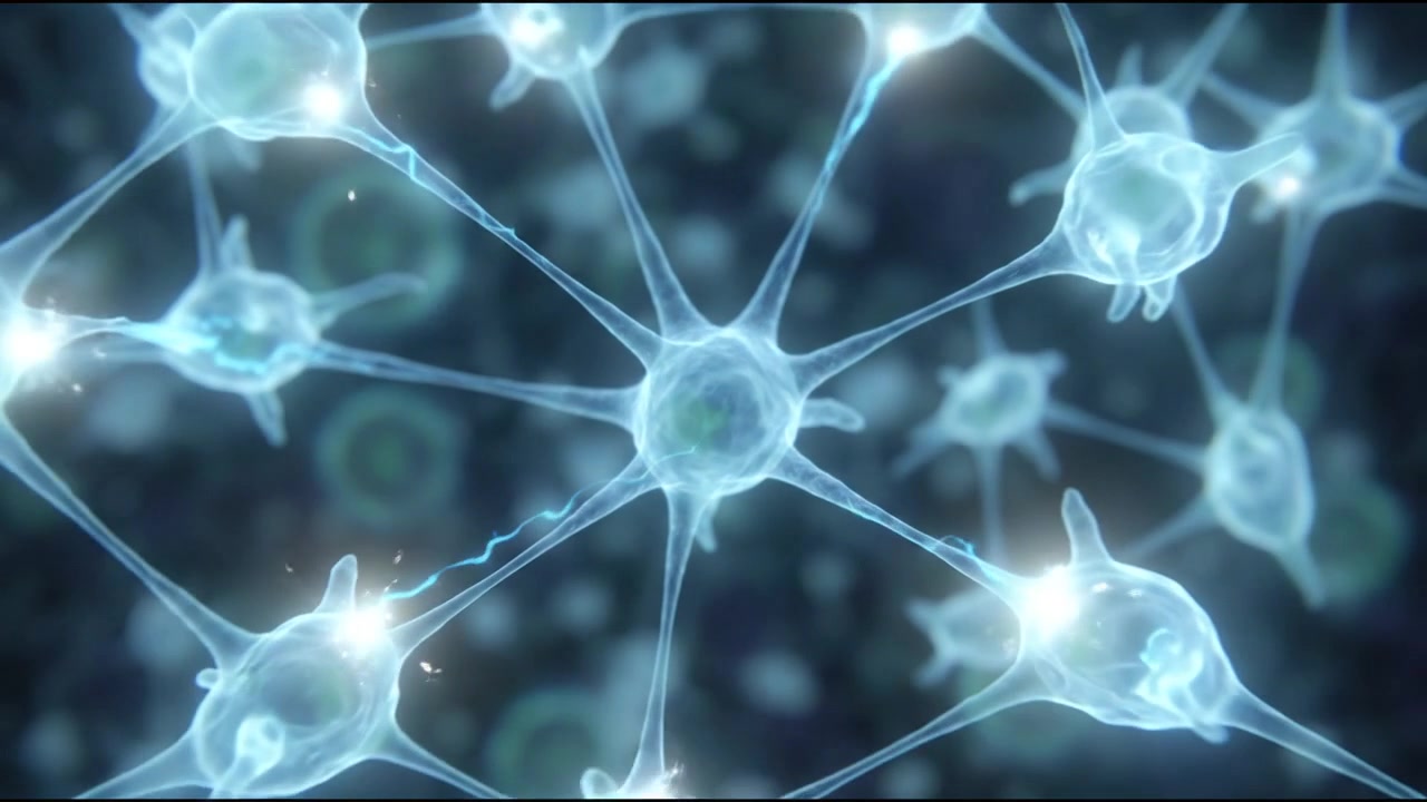 Microscopic cellular network structure 3D hologram biology