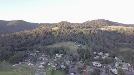 osborne park showground at kangaroo valley in new south wales australia during morning, aerial pan right shot