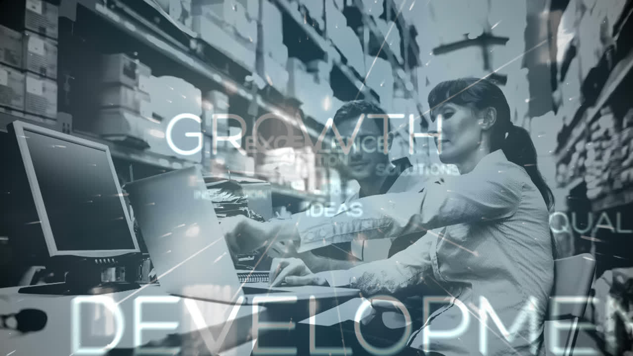 composición del almacén situación del depósito combinada con texto animado