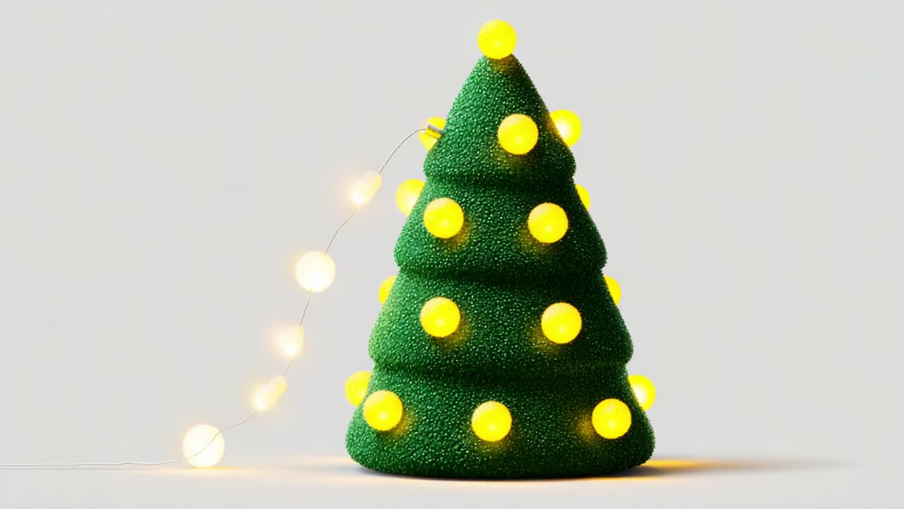 A Vibrant Decorative Christmas Tree Adorned with Bright Yellow Ornaments and Twinkling Lights, Capturing the Essence of Holiday Cheer and Festive Spirit in a Unique Display