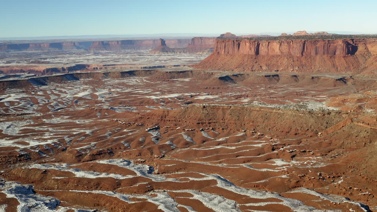Vast Red Rock Canyon Landscape with Winter Snow Patches