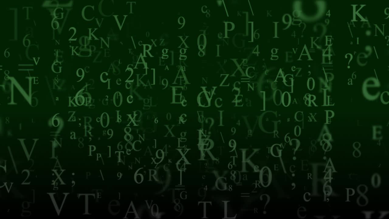 números y letras desplazándose a través de una pantalla verde. bucle